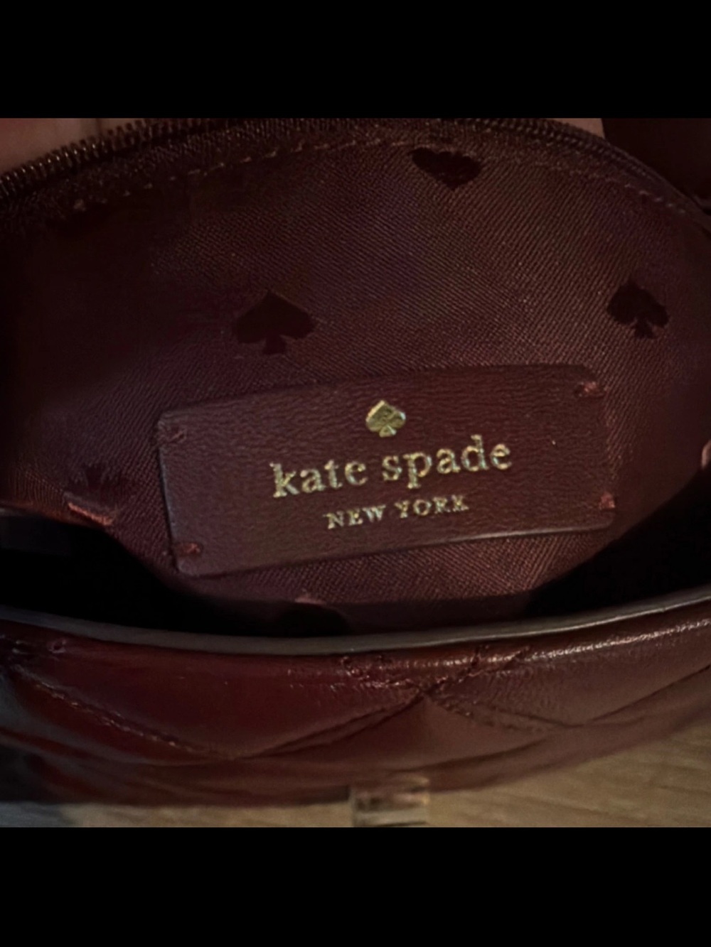 kate spade Natalia Quilted Burgundy Leather Shoulder Bag EUC Wallet match NWT - Picture 8 of 16